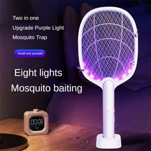 2 IN 1 전기 모기 찰싹 때림 모기 킬러 2500V USB 충전식 각도 조절 불가 전기 버그 재빠른 플라이 박쥐 찰싹 때림