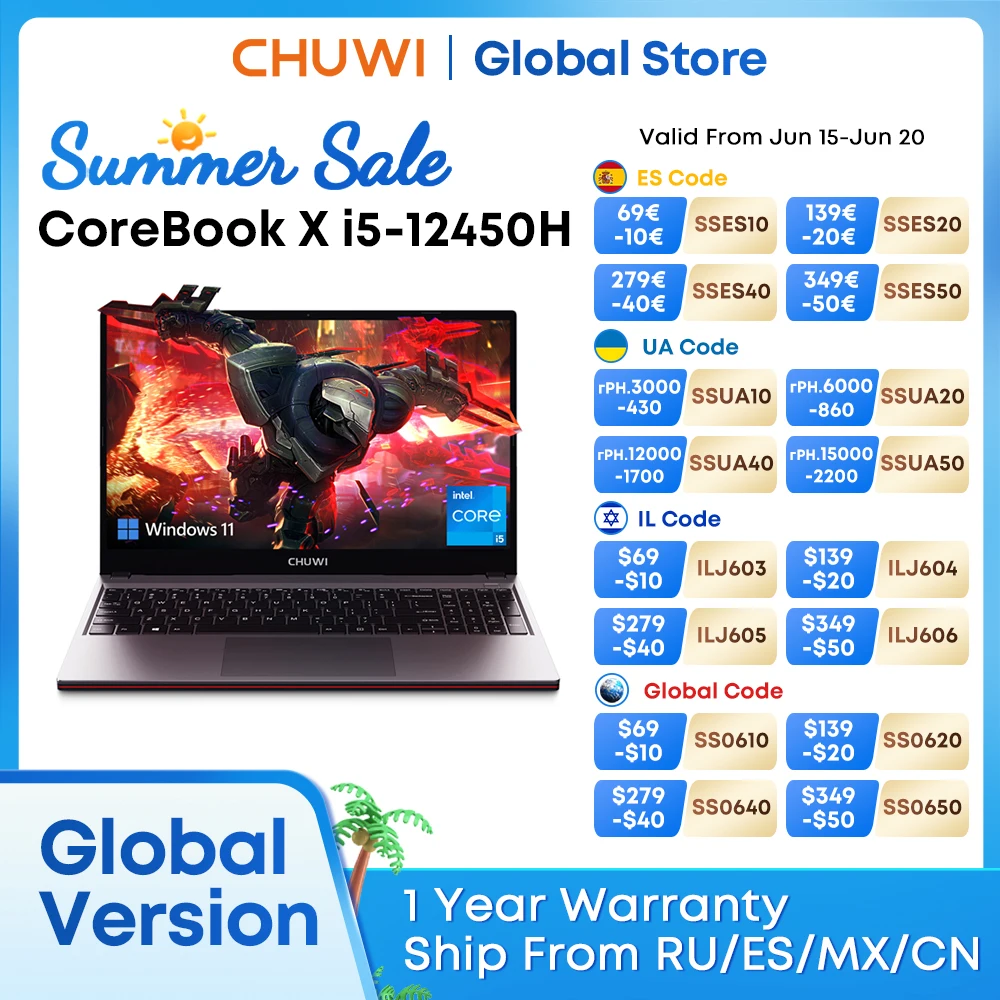 CHUWI CoreBook X Intel Core i5 12450H 게임용 노트북 14 인치 2160x1440 해상도 16GB RAM 512GB SSD WiFi6 Windows 11 컴퓨터 PC