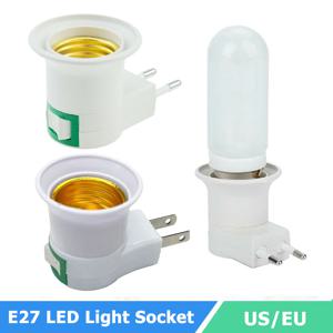 E27 LED 조명 소켓 미국/EU 플러그 앤 플레이 나사 소켓 흰색 램프 홀더 베이스 ON/OFF 스위치 플러그 전구 어댑터 가정용
