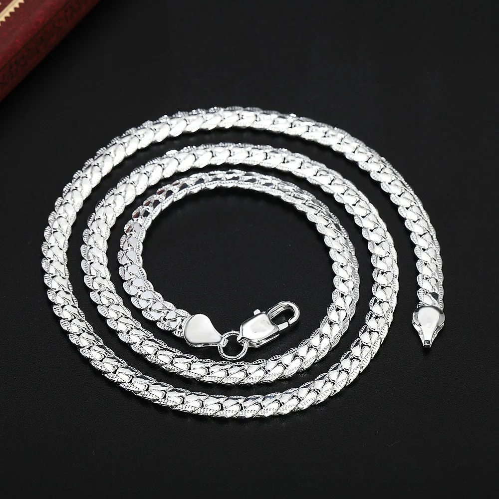 20-60cm 5mm 실버 컬러 럭셔리 브랜드 디자인 고귀한 목걸이 체인 여자 남자 패션 웨딩 약혼 쥬얼리