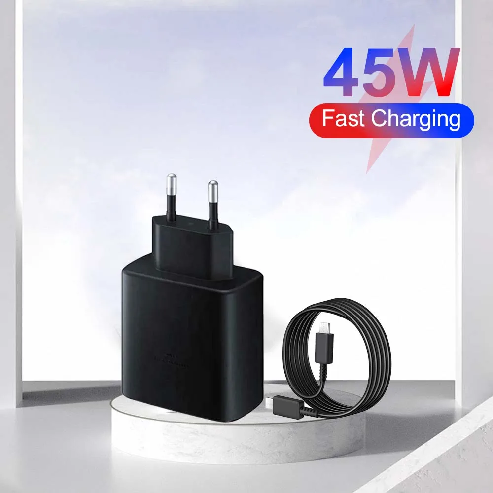 삼성 갤럭시 S24 S23 S22용 45W PD 충전기, 퀵차지 3.0 USB C to C 케이블, 초고속 충전 휴대폰 어댑터