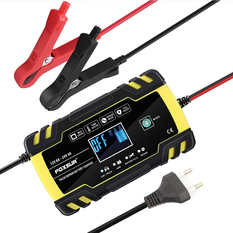 FOXSUR 12V/24V 8A 스마트 배터리 충전기 자동 시작 고속 충전기 자동차 오토바이 트럭 Deepcycle 습식 건식 납 산성 사용