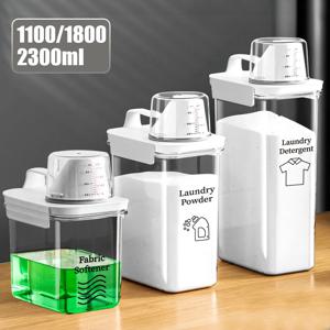 1100/1800/2300Ml 리필 가능 세탁 세제 디스펜서 라벨이 있는 분말 연화제 표백제 보관 용기용 빈 탱크