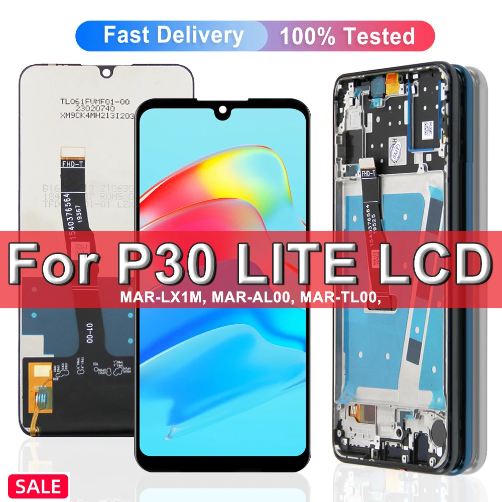 LCD 디스플레이 MAR-LX1M LX2 AL00 터치 스크린, P30 라이트 스크린, 화웨이 P30 라이트 노바 4e 스크린 교체