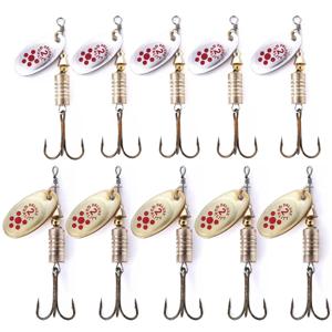 10Pcs 6.7cm 7g 회전 스푼 금속 미끼 낚시 미끼, 스팽글 크랭크 스푼 신선한 물 소금 물 회전 스푼 미끼