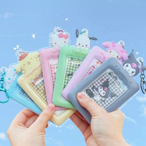 Kawaii Sanrio 헬로 키티 Kuromi 키 체인 카드 홀더 만화 멜로디 학생 대중 교통 카드 액세스 카드 보호대
