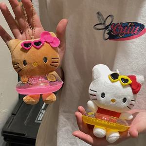 Sanrio 헬로 키티 봉제 인형 키 체인 펜던트 만화 Kt 고양이 인형 봉제 인형 열쇠 고리 가방 액세서리 소녀 선물 키즈 완구