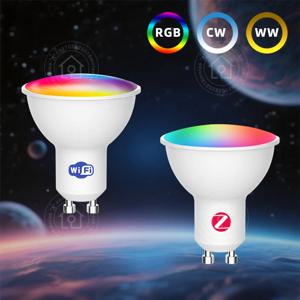   ZigBee GU10 WIFI 스마트 LED 전구 RGB C+W 흰색 5W 디밍 가능 램프 APP 제어 전구 작동 Alexa/Google Assistant