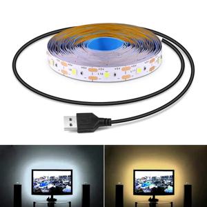 DC 5V USB LED 스트립 2835 따뜻한 흰색 LED 스트립 빛 TV 미러 백라이트 조명 테이프 룸 장식 램프 리본 LED 문자열 빛