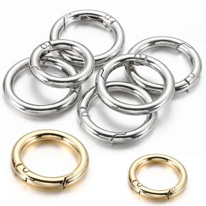 5PCS 라운드 스프링 걸쇠 키 체인 반지 KC 골드 컬러 개방형 Carabiner 후크 버클 커넥터 보석 만들기 가방 액세서리