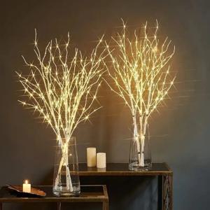 1 PC 흰색 자작 나무 지점 조명 배터리 작동 20 LED 요정 조명 야외 장식 내부 홈 침실에 대 한 버드 나무 가지