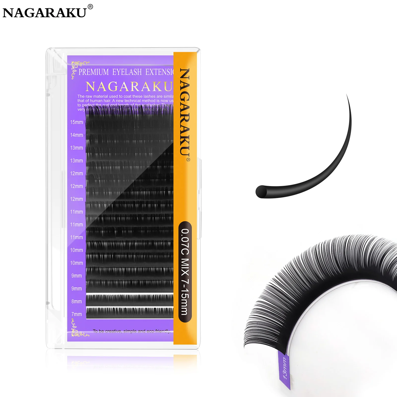 NAGARAKU 개별 속눈썹, 프리미엄 클래식 속눈썹, 익스텐션 블랙 매트, 내추럴 소프트 속눈썹