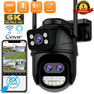 비디오 감시 iCSee Wifi 카메라 12MP 6K PTZ 3렌즈 듀얼 스크린 8MP HD 무선 야외 IP 카메라 AI 인체 감지 P2P