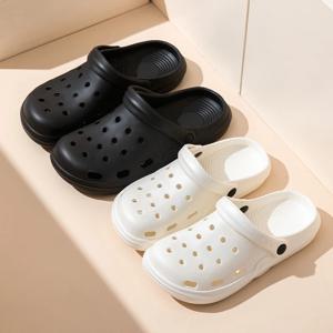 여성 여름 해변 샌들 캐주얼 정원 나막신 남성 커플을위한 야외 폐쇄 발가락 샌들 미끄럼 방지 하우스 샤워 슬리퍼