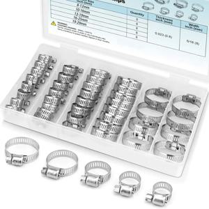 40pcs 상자 포장 8-29mm 스테인레스 스틸 아메리칸 스타일 목구멍 클램프 박스 클램프 조합 클램프 링 클램프 링 조인트