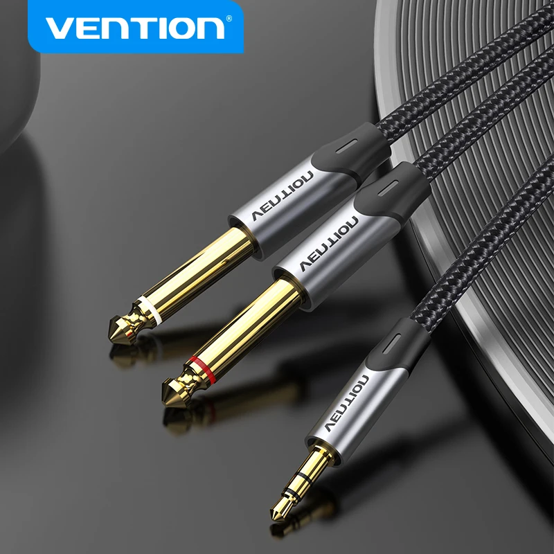 Vention 3.5mm ~ 이중 6.5mm TRS 케이블 AUX Male 모노 6.5 잭-스테레오 3.5 잭 오디오 케이블 (믹서 앰프 6.35mm 어댑터 용)