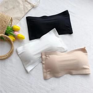 원활한 원피스 튜브 탑 여성 이동식 패드는 기본 블랙/화이트/스킨 여성 Strapless Bra Bandeau 섹시한 란제리를 친밀합니다