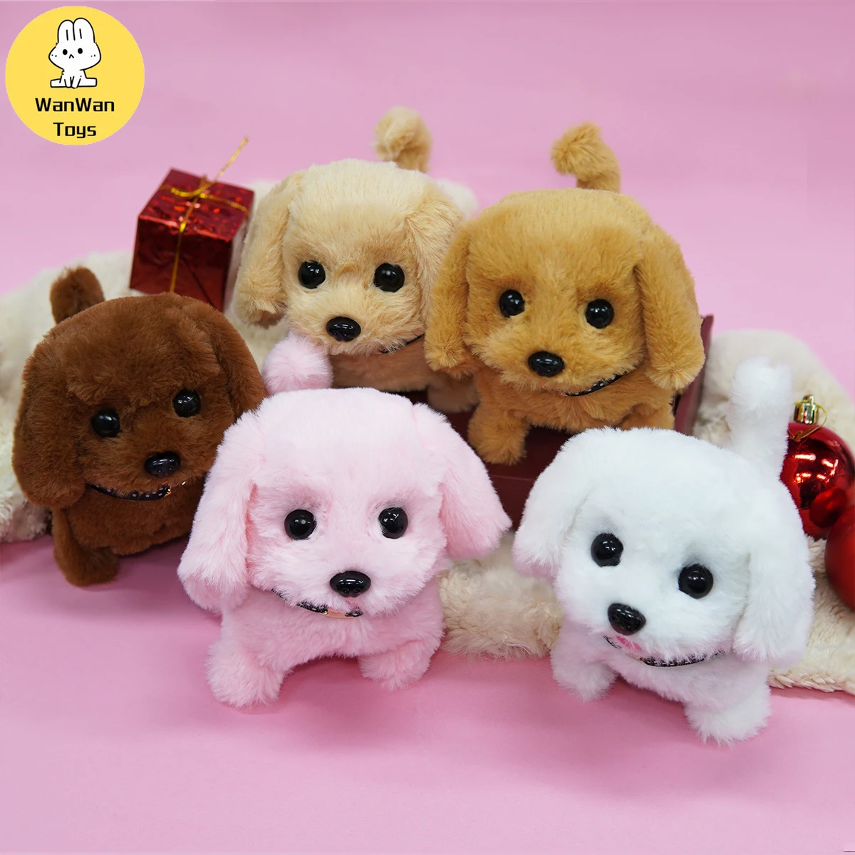 WanWan Toys 대화형 봉제 강아지 장난감 - 걷기, 짖기, 꼬리 흔들기 및 스트레칭 - 7인치 - 어린이를 위한 완벽한 선물