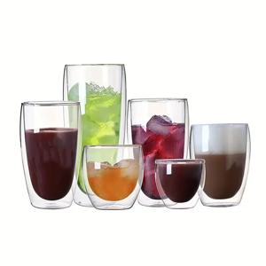 80/150/250/350/450ml 6pcs 이중 벽 절연 유리 에스프레소 컵 차/주스/우유, 라떼 용 절연 열 유리 커피 머그잔