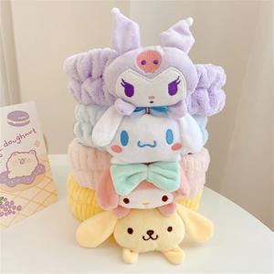 Sanrio Kuromi 페이스 워시 손목 밴드 멜로디 Cinnamoroll Pompompurin 여성용 머리띠 메이크업 페이스 워시 세면 용품 소녀 선물