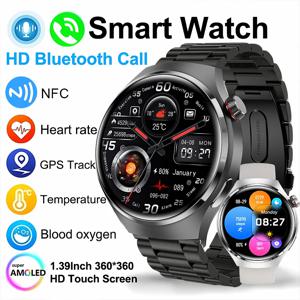 스마트 워치 남성용 360*360 HD AMOLED 스크린 블루투스 통화 NFC IP68 심박수 혈액 산소 Smartwatch For 2025 New GT Series 4 Pro