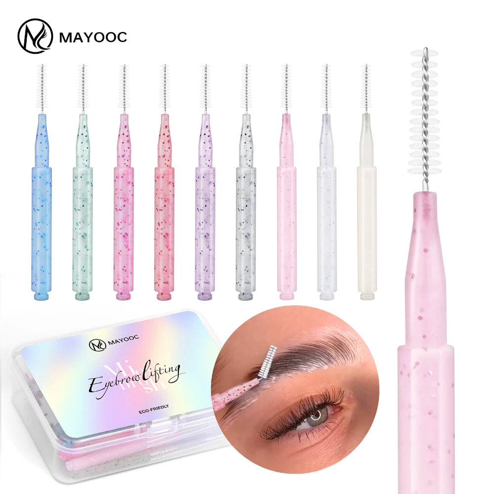 MAYOOC 미니 눈썹 브러시 눈썹 파마 브러시 일회용 눈썹 리프팅 브러쉬 구부릴 수있는 마이크로 속눈썹 브러시 애플리케이터 도구