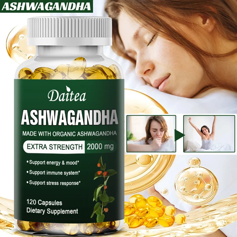 유기농 Ashwagandha 특정 캡슐은 뇌와 기억력을 지원하고 스트레스를 완화하며 집중력을 지원하고 깊은 수면, 남녀공용