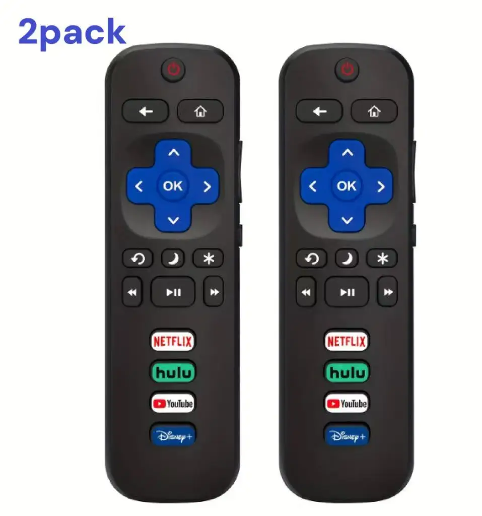 【2개 팩】 Roku-TV-원격 교체용, TCL, ONN, Hisense Roku TV용 범용 제어(스틱 및 박스용 아님)