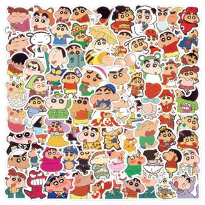 100pcs 크레용 Shin-chan 애니메이션 스티커 스케이트 보드 가방 방수 전화 케이스 귀여운 스티커 팩 노트북 스킨 키즈 장난감