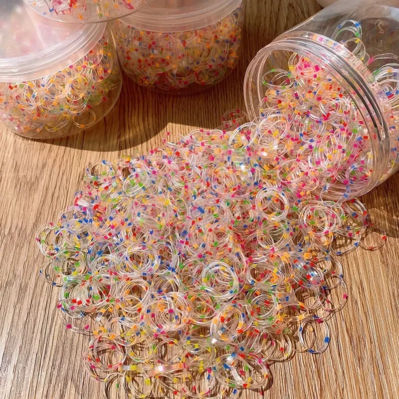800 Pcs 소녀 일회용 고무 밴드는 머리를 다치게하지 않습니다 작은 어린이 Scrunchies 머리 밧줄 귀여운 아기 색깔의 머리 장식