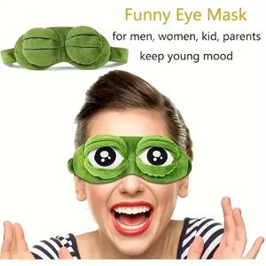 3D 슬픈 개구리 수면 마스크 자연 잠자는 눈가리개 커버 그늘 눈 패치 여성 남성 소프트 휴대용 눈 가리개 여행 눈가리개