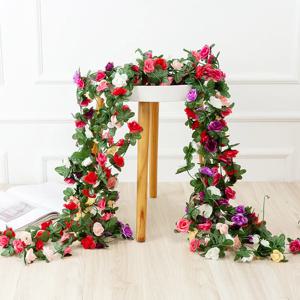 장미 인공 꽃 화환 웨딩 홈 룸 무대 장식 봄 가을 정원 아치 DIY 선물 가짜 식물 포도 나무 무대