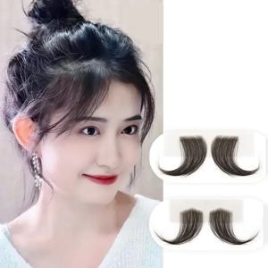 15cm 100% 인간의 머리카락 보이지 않는 자연 앞머리 블랙 레이스 가장자리 원활한 커버 이마 헤어 라인 패치 구레나룻 가장자리 패치