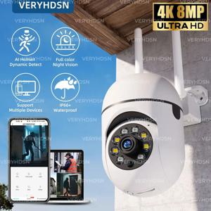8MP Wifi 감시 카메라 PTZ 무선 IP 카메라 8배 줌 AI 인체 추적 양방향 오디오 컬러 야간 투시경 보안 카메라 CCTV