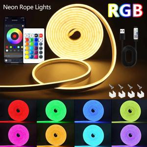RGB 네온 램프의 유연한 LED 라이트 바는 USB, 리모컨 + 앱으로 전원을 공급하며 가정용 TV 백라이트에 적합합니다.