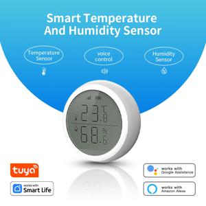 Tuya ZigBee 스마트 온도 및 습도 센서 LCD 디스플레이가있는 가정용 실내 온도계 Google 홈 Alexa Echo 음성 제어