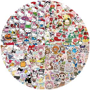 Kawaii 헬로 키티 애니메이션 스티커 귀여운 멜로디 Kuromi 전화 수하물 노트북 일기 기타 혼합 Sanrio 스티커에 대한 미적 데칼