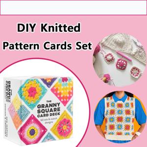 DIY 니트 패턴 카드 믹스 매치 디자인, 초보자용 할머니 스퀘어 카드 데크, 뜨게 책 배우기, VIE LENTE, 상자당 50 개 뜨개질 니팅용품