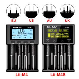 LiitoKala Lii-M4 Lii-M4S 5V EU AU UK US 플러그 배터리 충전기 (3.7V 18650 26650 21700 14500 18350 17500 1.2V AA AAA A C 호환)