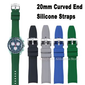 SEIKO 실리콘 물 땀 방지 다이빙 스트랩 용 Tissot 용 DIVER 300M 용 Moonswatch 용 오메가 용 20mm 곡선 엔드 스트랩