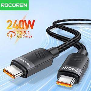 Rocoren 240W USB C 유형 C 고속 충전 데이터 케이블 PD3.1 MacBook iPhone 16 15 Samsung Galaxy S24 용 빠른 충전 유형 C 코드