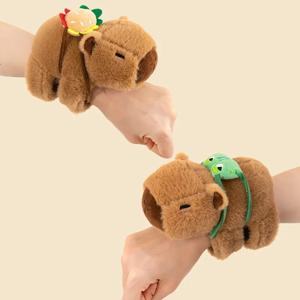 사랑스러운 Capybara 동물 슬랩 스냅 랩 팔찌 팔찌 봉제 인형 동물 Kawaii Capybara 핸드 링 팔찌 아이 재미 있은 장난감