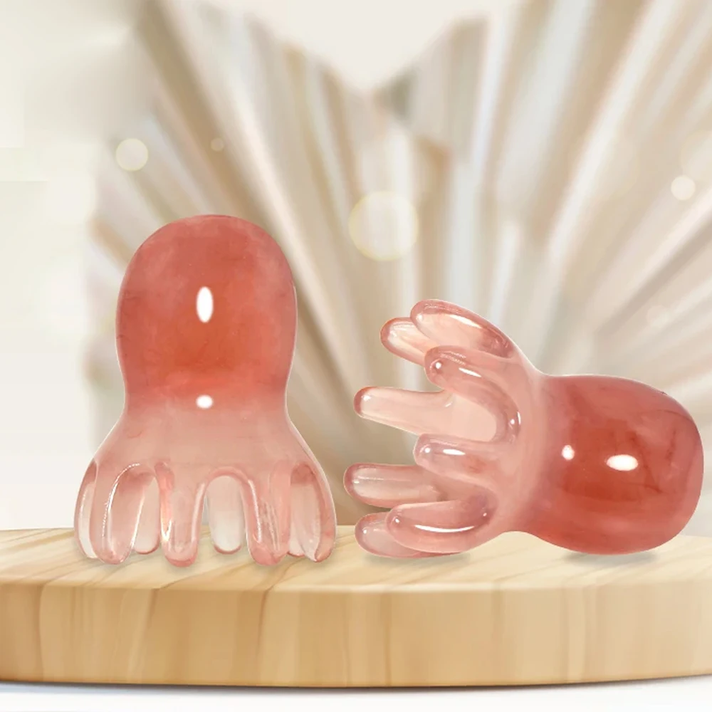 수지 문어 빗 귀여운 헤드 마사지 헤어 케어 자오선 긁기 두피 마사지 침술 스파 Gua Sha 건강 마사지 도구