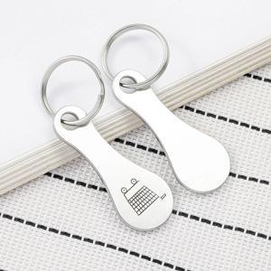 1Pcs 카트 쇼핑 토큰 트롤리 키 키 체인 동전 분기 식료품 슈퍼마켓 홀더 열쇠 고리 금속 반지 변경 잠금 해제 동전