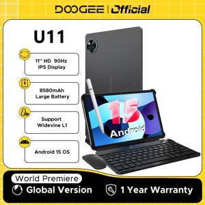 DOOGEE U11 안드로이드 15 태블릿 글로벌 버전, Unisoc T606 옥타코어, 11 인치 울트라 클리어 90Hz 디스플레이, 16GB(4 + 12) 128GB 8580mAh 배터리