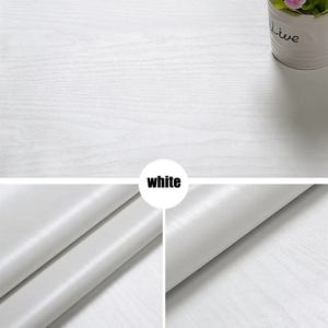 주방 홈 장식 흰색 나뭇결 자체 접착 종이 가구 벽지 스티커 테이블 PVC 방수 벽 스티커 40cm