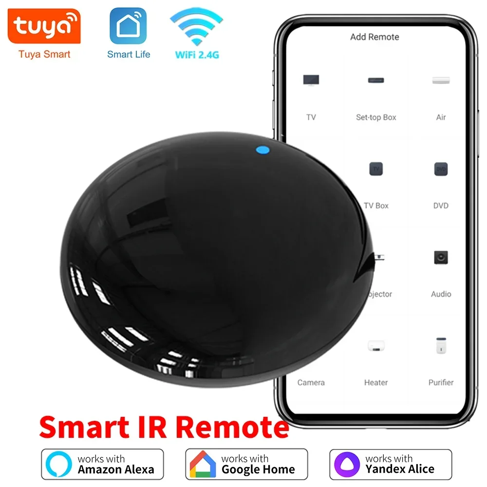 Tuya WiFi 스마트 IR 원격 제어 스마트 라이프 APP TV DVD 교체 AUD AC 원격은 Alexa Google 홈과 함께 작동합니다.