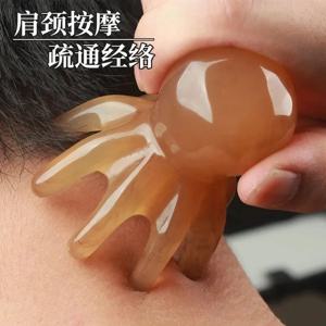 문어 마사지 빗 레진 헤드 경락 긁기 두피 마사지 브러쉬 침술 SPA 괄사 마사지 빗 피로 완화