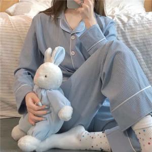 2025 봄과 가을 새로운 여성 솔리드 컬러 잠옷 Homewear 정장 소녀 긴팔 가을, 겨울 레저 Homewear 정장