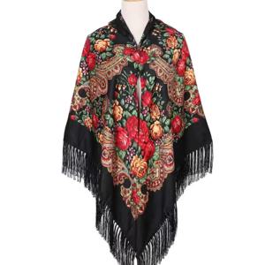 160*160cm 여성을위한 러시아 스퀘어 스카프 따뜻한 술 Shawls 꽃 프린트 손수건 랩 Babushka Bandana Beach 여행 담요
